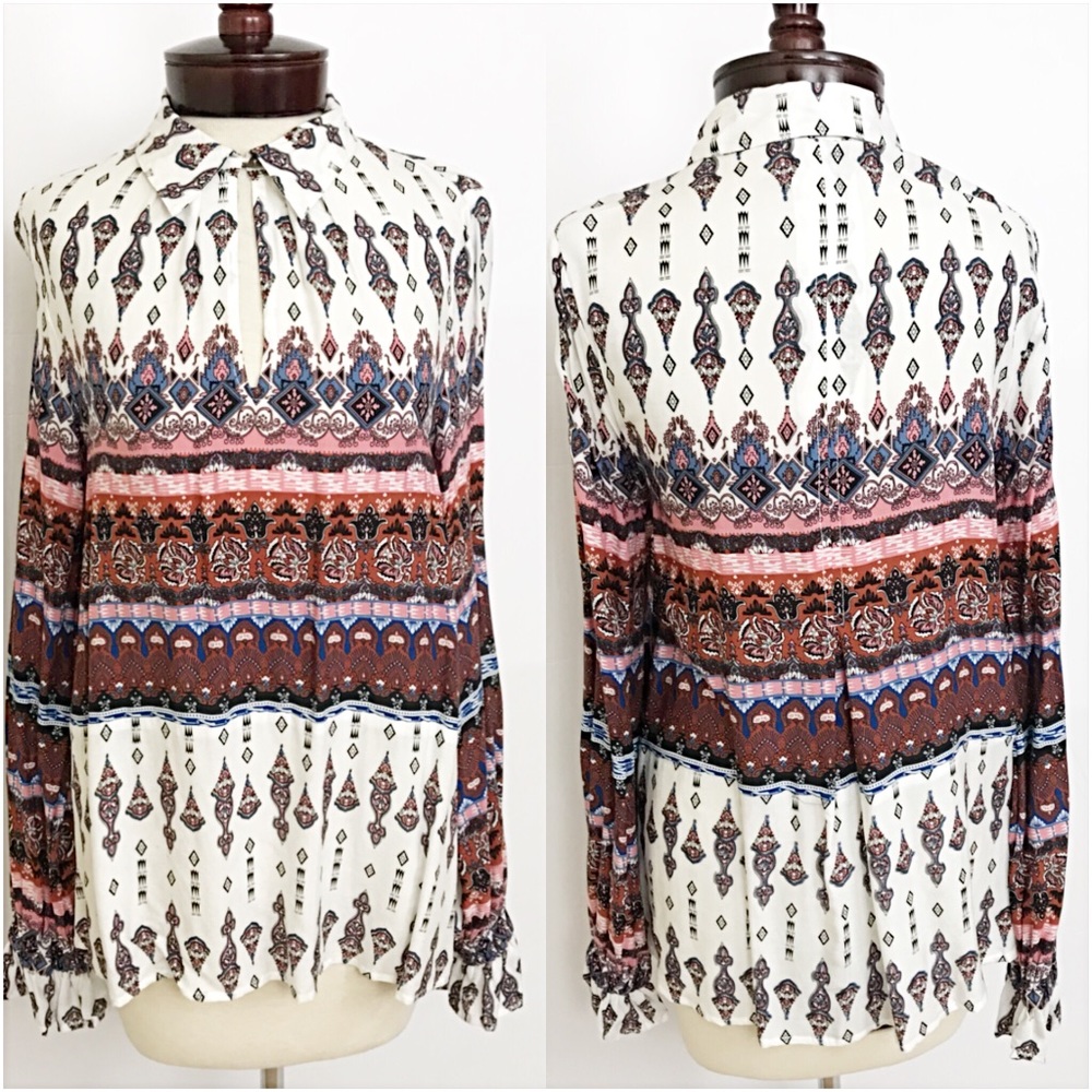 📍SALE Bohemian Beautiful Blouse Tunic Top S - Picture 7 of 8